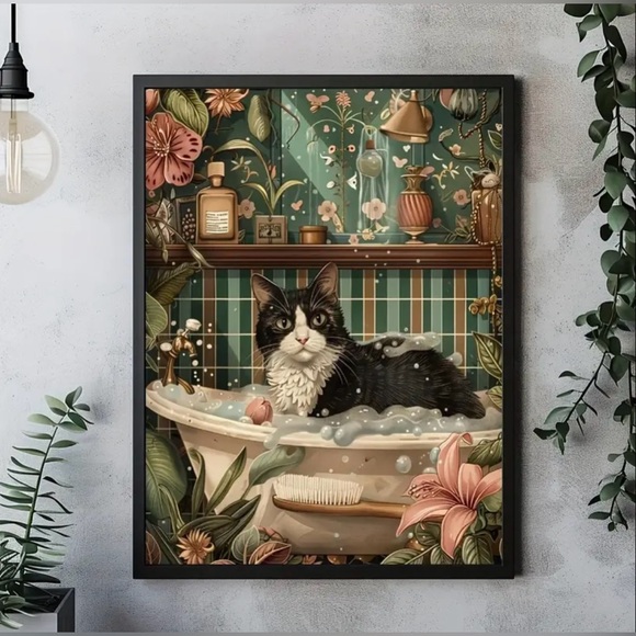 Canvas print of cat in bathroom art decor - Picture 4 of 5
